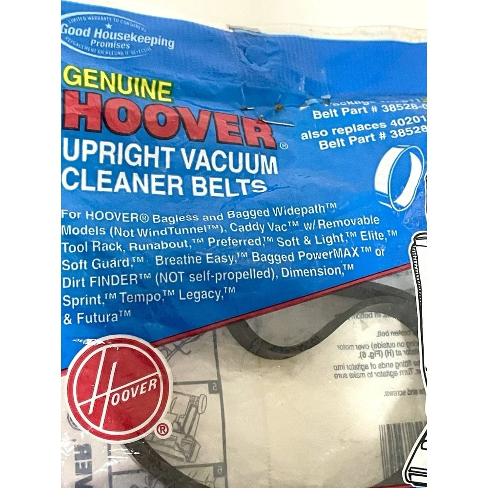 Hoover Vacuum Cleaner Belts Part Number 38528-040 Package‎ 40201190 Upright